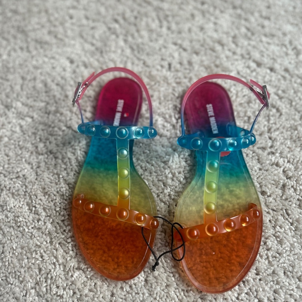 New Steve Madden Lolie Rainbow Jelly Sandals - Size 7-NWT - Fun &